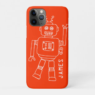 Funda Para iPhone 11 Pro Robot divertido llamado naranja y chicos blancos