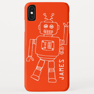 Funda Para iPhone XS Max Robot divertido llamado naranja y chicos blancos