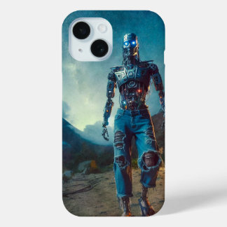 Funda Para iPhone 15 Robot Futurista en Paisaje Antiguo