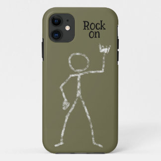 Funda Para iPhone 11 Rock On Stickman teléfono caja de banda de música 