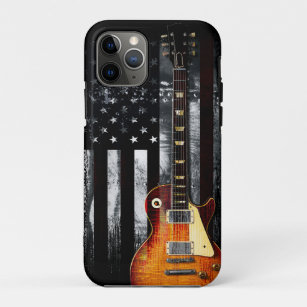 Funda Para iPhone 11 Pro Rock Retro N Roll Bandera Estadounidense Guitarra