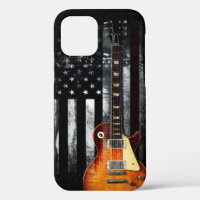 Rock Retro N Roll Bandera Estadounidense Guitarra