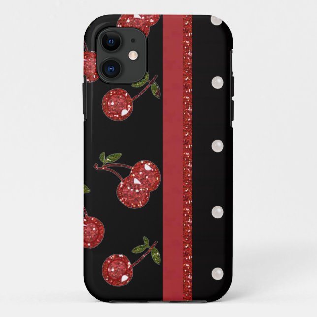 Funda De Case-Mate Para iPhone Rockabilly Muy cerezas Cerezas Negro (Reverso)