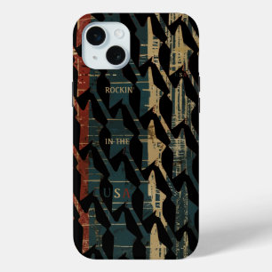 Funda Para iPhone 15 Mini Rocking In USA Moda Colores Faded Vintage 57'