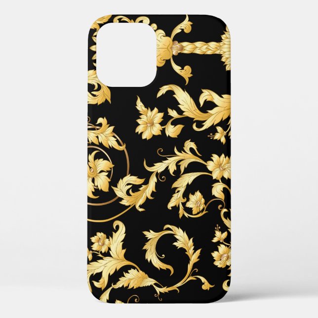 Funda De Case-Mate Para iPhone Rococo barroco, patrón floral victoriano. (Reverso )