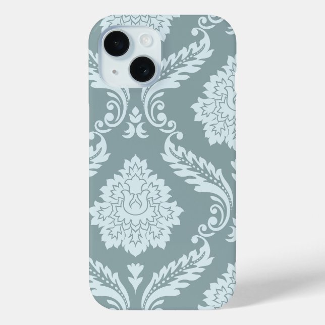 Funda De Case-Mate Para iPhone Rococo Damask Art I Duck Egg Blue+Teal (Reverso )