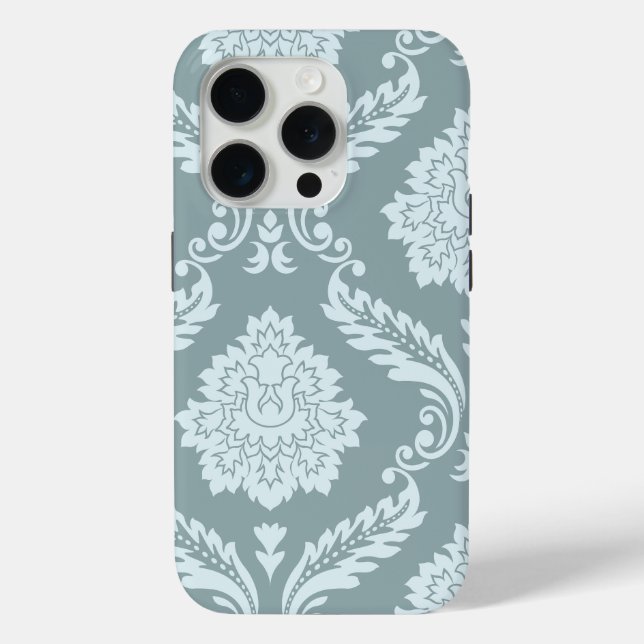 Funda De Case-Mate Para iPhone Rococo Damask Art I Duck Egg Blue+Teal (Reverso )
