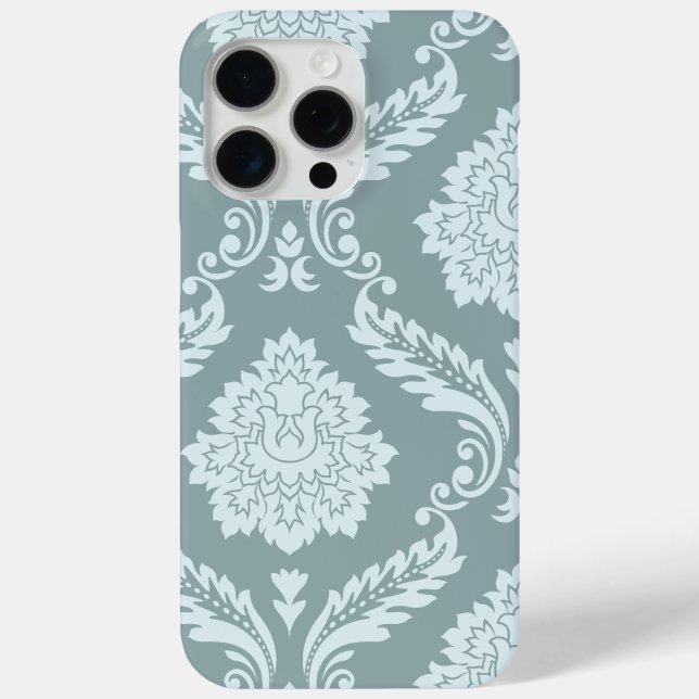 Funda De Case-Mate Para iPhone Rococo Damask Art I Duck Egg Blue+Teal (Reverso )