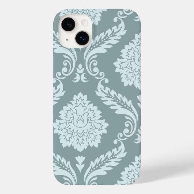 Funda De Case-Mate Para iPhone Rococo Damask Art I Duck Egg Blue+Teal (Reverso )