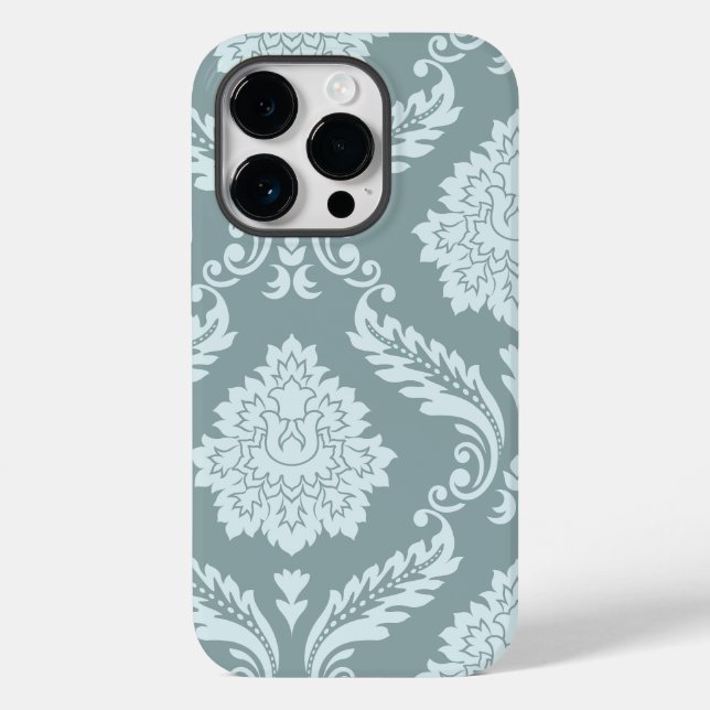 Funda De Case-Mate Para iPhone Rococo Damask Art I Duck Egg Blue+Teal (Reverso )