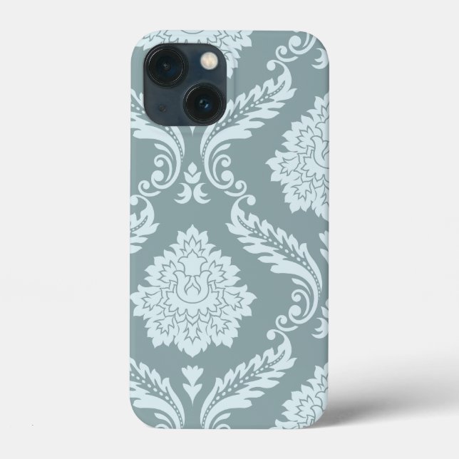 Funda De Case-Mate Para iPhone Rococo Damask Art I Duck Egg Blue+Teal (Reverso )