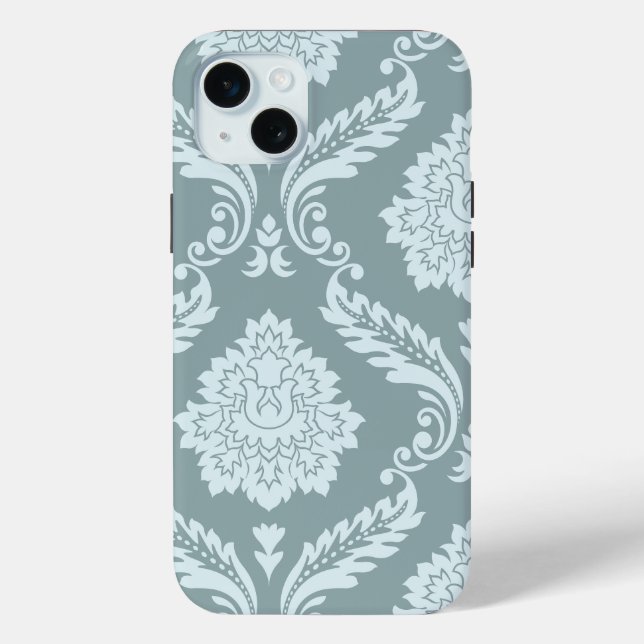 Funda De Case-Mate Para iPhone Rococo Damask Art I Duck Egg Blue+Teal (Reverso )