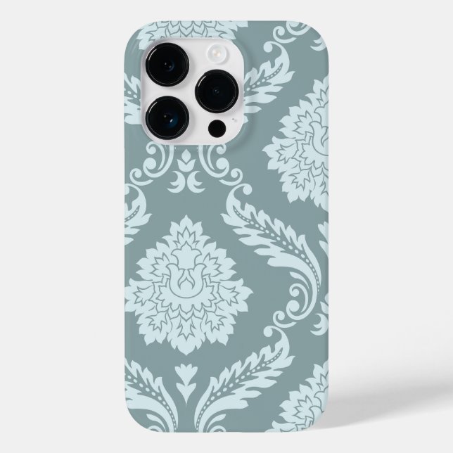 Funda De Case-Mate Para iPhone Rococo Damask Art I Duck Egg Blue+Teal (Reverso )