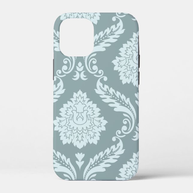 Funda De Case-Mate Para iPhone Rococo Damask Art I Duck Egg Blue+Teal (Reverso )