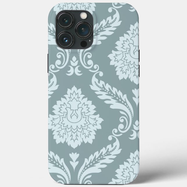 Funda De Case-Mate Para iPhone Rococo Damask Art I Duck Egg Blue+Teal (Reverso )