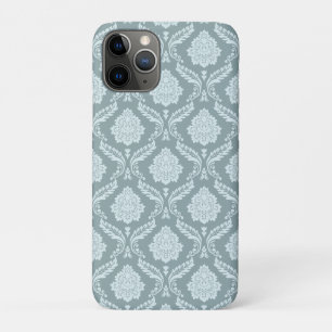Funda Para iPhone 11 Pro Rococo Damask Rpt Patrón Pato Huevo Azul+Verde Tea