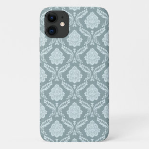 Funda Para iPhone 11 Rococo Damask Rpt Patrón Pato Huevo Azul+Verde Tea