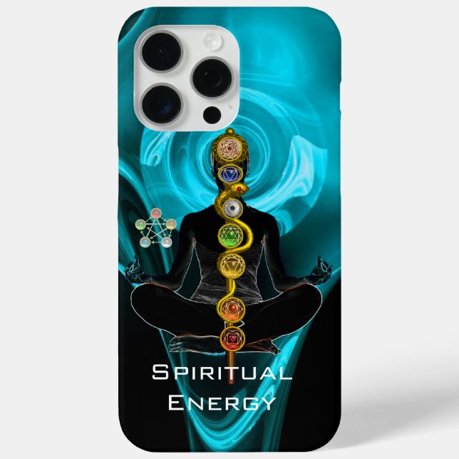 Funda De Case-Mate Para iPhone ROD ASCLEPIUS,7 CHAKRAS YOGA LOTUS POSE Blue (Reverso )