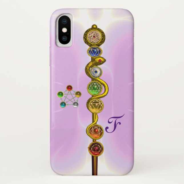 FUNDA DE Case-Mate PARA iPhone ROD DE ASCLEPIUS 7 CHAKRAS,YOGA ,ENERGÍA ESPIRITUA (Reverso)