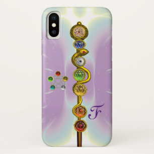 FUNDA PARA iPhone X ROD DE ASCLEPIUS 7 CHAKRAS,YOGA ,ENERGÍA ESPIRITUA