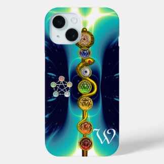 FUNDA PARA iPhone 15 ROD DE ASCLEPIUS 7 CHAKRAS,YOGA ,ENERGÍA ESPIRITUA