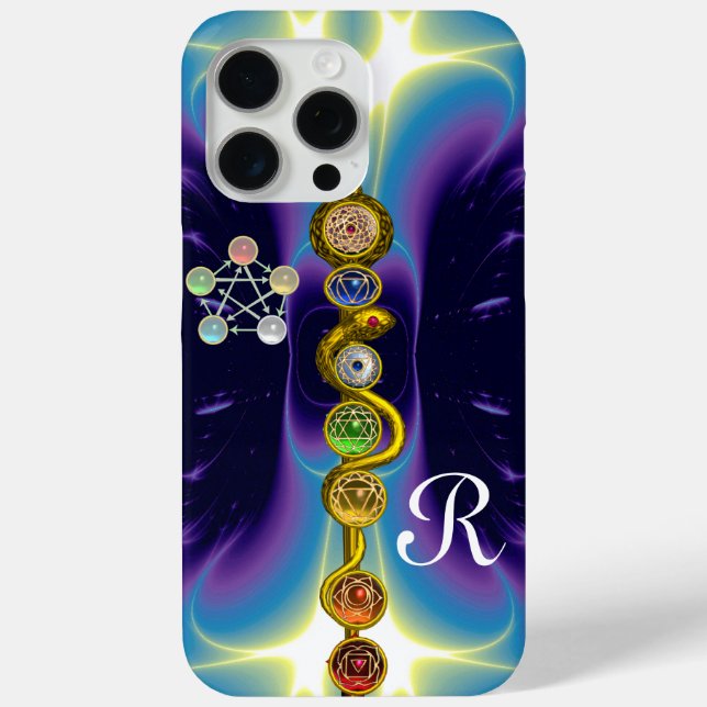 FUNDA DE Case-Mate PARA iPhone ROD DE ASCLEPIUS 7 CHAKRAS,YOGA ,ENERGÍA ESPIRITUA (Reverso )
