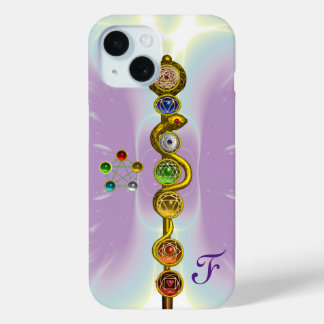 FUNDA PARA iPhone 15 ROD DE ASCLEPIUS 7 CHAKRAS,YOGA ,ENERGÍA ESPIRITUA