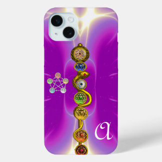 FUNDA PARA iPhone 15 MINI ROD DE ASCLEPIUS 7 CHAKRAS,YOGA ,ENERGÍA ESPIRITUA