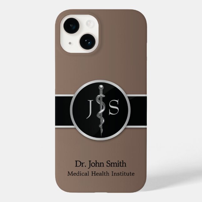 Funda De Case-Mate Para iPhone Rod de Asclepius Medical Classy Noble Plata (Reverso )