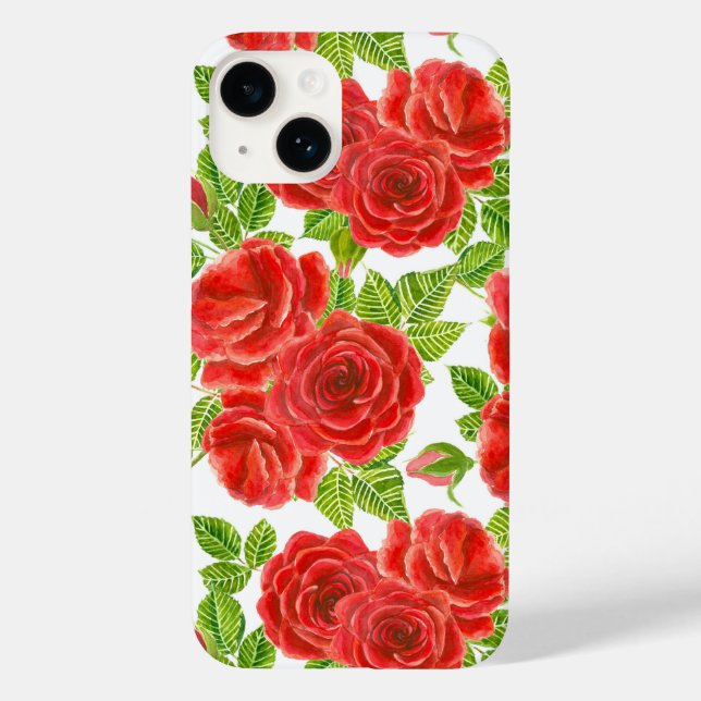 Funda De Case-Mate Para iPhone Rojas rojas acuarela patrón transparente (Reverso )