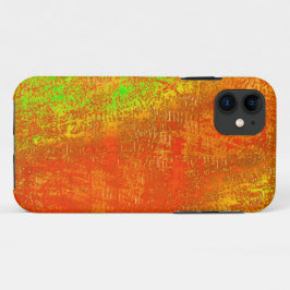 Funda Para iPhone 11 Rojo a cal con ranuras y pintura teñida de piel