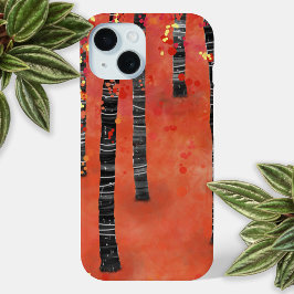 Funda Para iPhone 15 Rojo abstracto de árbol forestal