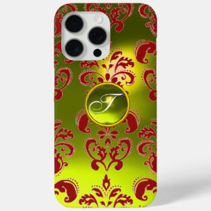 Funda Para iPhone 15 Pro Max ROJO AMARILLO DAMASK GEMSTONE MONOGRAM Floral