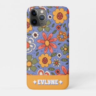 Funda Para iPhone 11 Pro Rojo amarillo retro Moda Groovy Floral