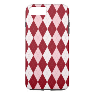 Funda Para iPhone 8 Plus/7 Plus Rojo Argyle Carmesí Rosa Pequeña Forma de Diamante