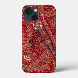 Funda Para iPhone 13 Mini Rojo, Azul, Amarillo y Blanco Floral Paisley Vinta