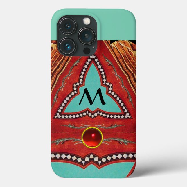 FUNDA DE Case-Mate PARA iPhone ROJO AZUL MONOGRAMA DE TRIÁNGULO GEOMÉTRICO ABSTRA (Reverso )