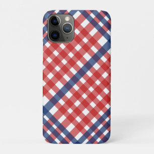 Funda Para iPhone 11 Pro Rojo blanco y azul Gingham Plaid
