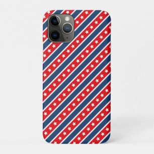 Funda Para iPhone 11 Pro Rojo, Blanco y Azul Patriótico Estrellas y Franjas