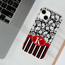 Funda Para iPhone 14 De Case-Mate Rojo, blanco y negro nombre inicial