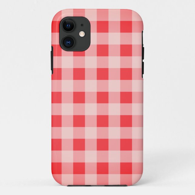 Funda De Case-Mate Para iPhone Rojo Brillante Plástico Rojo Gingham (Reverso)