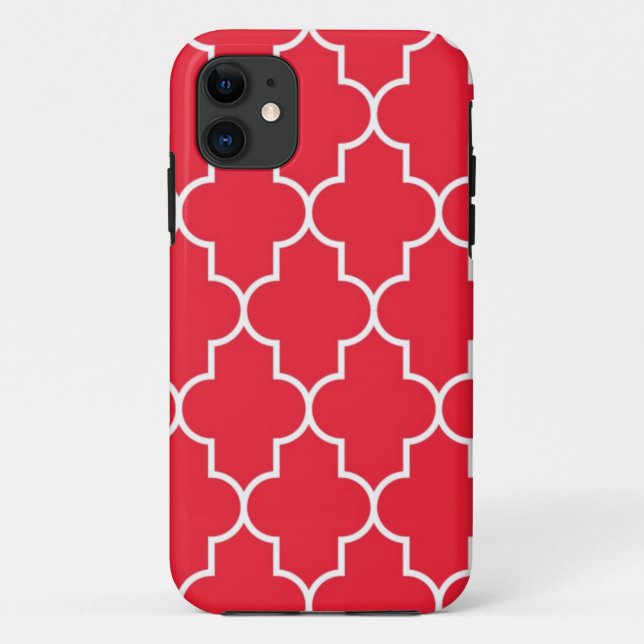 Funda De Case-Mate Para iPhone Rojo cereza Quatrefoil (Reverso)
