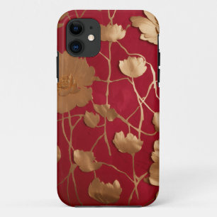 Funda Para iPhone 11 Rojo con loto de oro