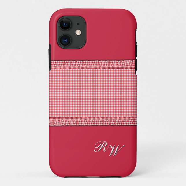 Funda De Case-Mate Para iPhone Rojo con Monograma (Reverso)