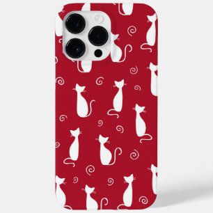 FUNDA PARA iPhone 14 PRO MAX DE Case-Mate ROJO CON PATRÓN CAT SITUADO EN BLANCO