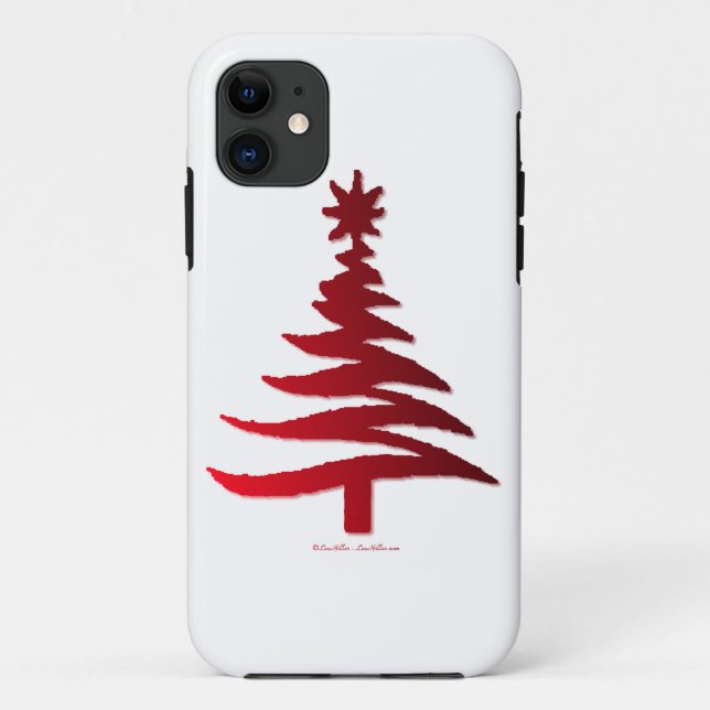 Funda De Case-Mate Para iPhone Rojo del patrón del árbol de Navidad (Reverso)