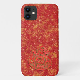 Funda Para iPhone 11 Rojo Dorado Lunar Año Nuevo Chino Zodiaco Serpient