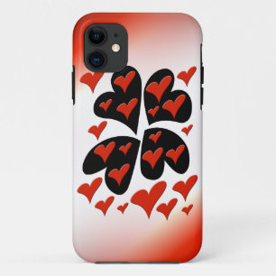 Funda Para iPhone 11 Rojo en los corazones negros