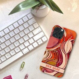 Funda Para iPhone 13 Pro Max Rojo floral de abstracto rosa personalizable moder