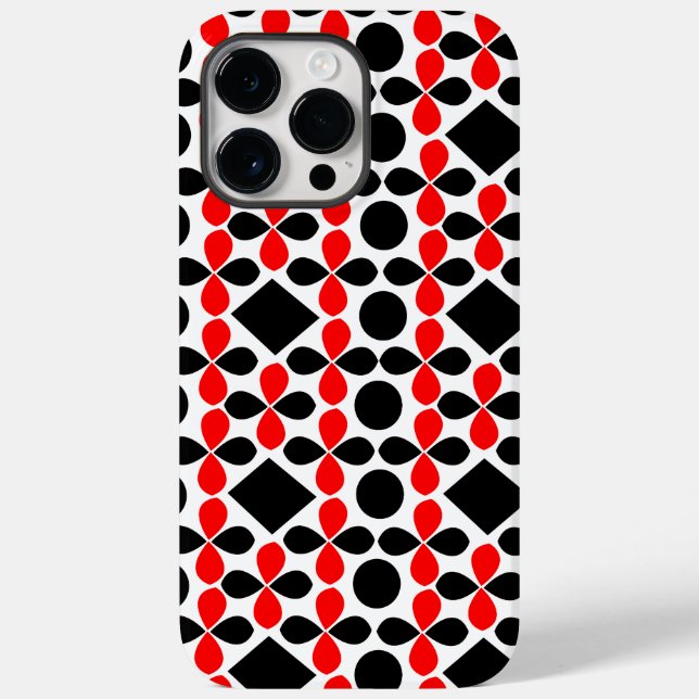 Funda De Case-Mate Para iPhone Rojo Negro Geométrico  (Reverso )